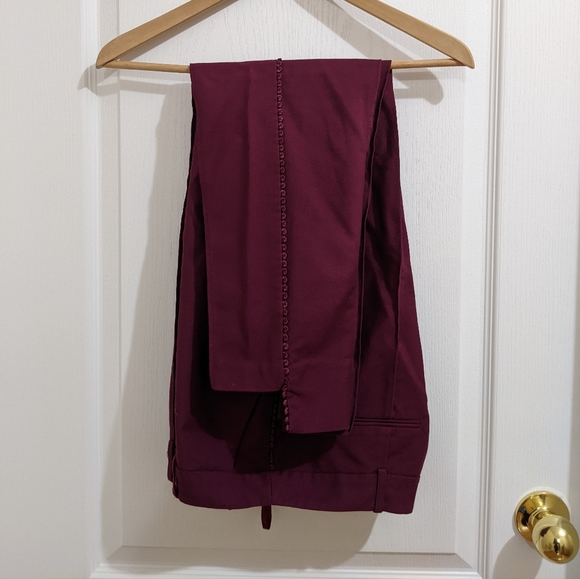 Ted Baker Maroon Suit Trousers with side detail - Picture 3 of 10